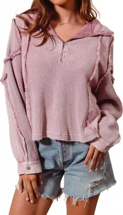 So Me Lizzie Quarter Zip Sweater In Mauve
