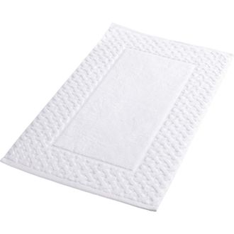 Christy Trellis Textured Cotton Rayon Fibre Blend Bath Mat in White at Nordstrom