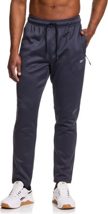 Reebok Mens Fleece Tech Sweatpant, Zippered Pockets, Athletic Joggers, Ebony, Large