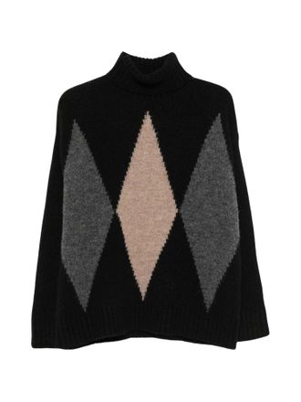 Jucca Argyle-Intarsia Roll-Neck Sweater