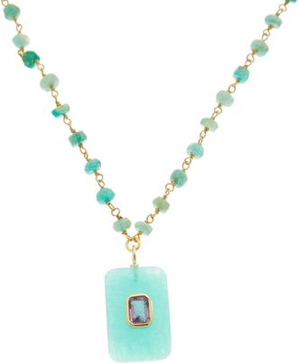 Rachel Reinhardt Jewelry Vermeil Amazonite & Amethyst Pendant Necklace