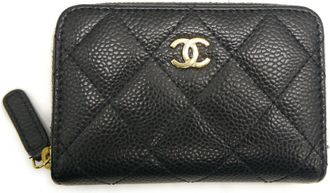Chanel Black Grained Calfskin Coin Purse/Coin Case (Pre-Owned)