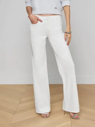 L'agence Joanne Low Rise Wide Leg Denim Jeans In White