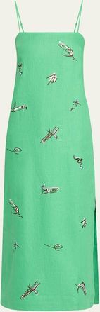 Alemais Wanda Embroidered Midi Dress