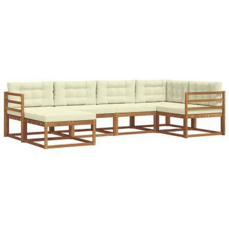 vidaXL Conjunto De Sof&aacute;s De Exterior Con Coj&iacute;n 6 Pcs Natural Y Crema Vidaxl