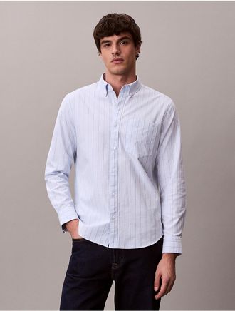 Calvin Klein Jeans Calvin Klein Mens Double Stripe Classic Oxford Button-Down Shirt - Blue - XL