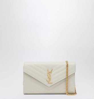 Saint Laurent Cassandre Chain Pouch In Cream