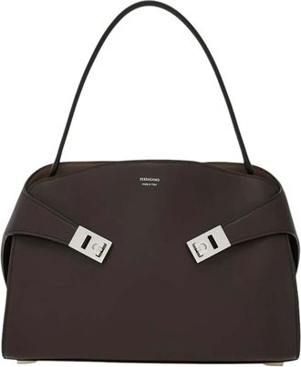 Ferragamo Dark Brown Hug Soft Medium Shoulder Bag