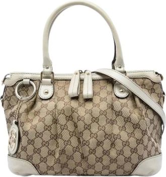 Gucci Pre-owned Sukey Handbag - Dames - Vintage Handtas - Beige - ONE Size - Leer - Vintage