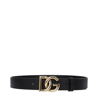 Dolce & Gabbana Dolce&Gabbana Herrens G&uuml;rtel Leder Schwarz/Gold