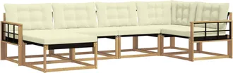 vidaXL Conjunto De Sof&aacute;s De Exterior 6 Uds. Blanco Y Crema Vidaxl