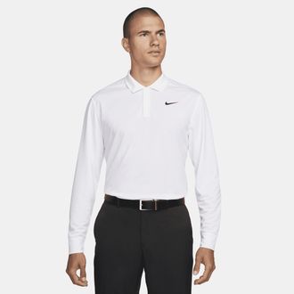 Nike Mens Dri-FIT Victory Long-Sleeve Golf Polo in White | DN2344-100