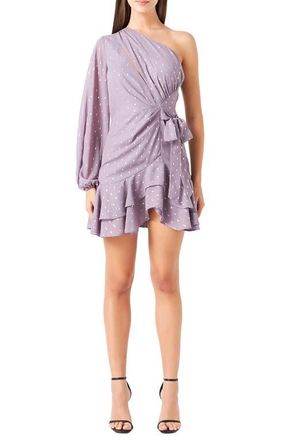 endless rose One-Shoulder Chiffon Minidress in Dusty Lavender at Nordstrom, Size Medium