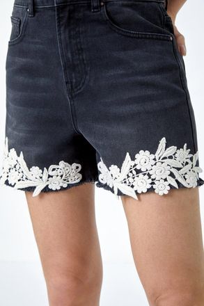 Roman Lace Detail Denim Stretch Shorts