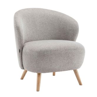 Oviala Sillón relax en madera y tela beige