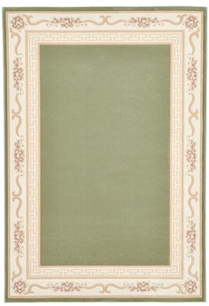 THEKO Alfombra tejida con borde verde 60x110 cm