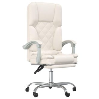 vidaXL Silla De Oficina Reclinable Masaje Cuero Sint&eacute;tico Color Crema Vidaxl