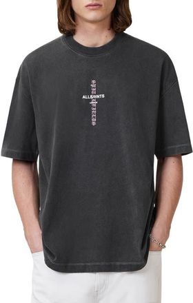 AllSaints Knox Embroidered Graphic T-Shirt in Washed Black at Nordstrom, Size X-Small