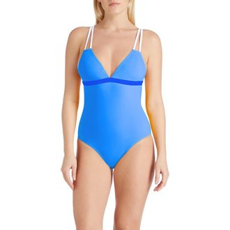 Valimare Aruba Double Strap One-piece Swimsuit in Blue at Nordstrom, Size Small It
