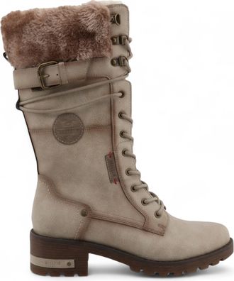 Mustang Jeans Mustang WoMens Off White Mid-Calf Faux Fur Winter Combat Boots Pu - Size EU 39