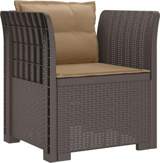 vidaXL Sill&oacute;n Individual Con Cojines Apariencia De Ratan Pp Gris Claro Vidaxl