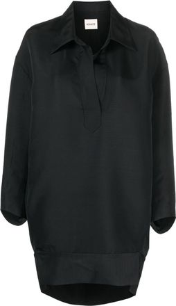 Khaite The Kal faille mini shirtdress - women - Silk/Viscose/Virgin Wool - 2 - Black