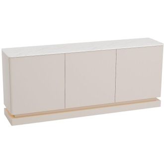 Vente-Unique Pascal Morabito - Credenza 3 ante con led in mdf Beige ed effetto marmo Bianco - devika di