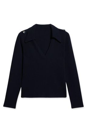 Fortela Cashmere Polo With Deep Neckline in Blue at Nordstrom, Size Medium Eu