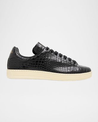 Tom Ford Men & apos;s Warwick Croc-Embossed Leather Sneakers