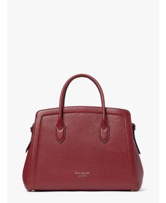 Kate Spade New York Womens Knott Medium Satchel - Dark Red Leather - One Size