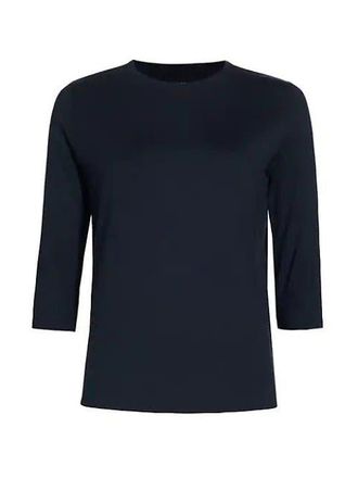 Majestic Filatures Soft Touch Semi Relaxed 3/4 Sleeve Boatneck in Marine at Nordstrom, Size 1