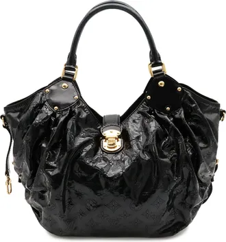 Louis Vuitton Black Noir White Patent Leather Shoulder Bag Tote Bag (Pre-Owned)