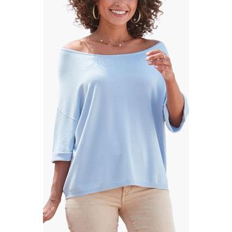 Lascana Oversized Reversible Sweater in Light Blue at Nordstrom, Size 10