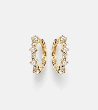 Mateo Bijoux Orecchini in oro 14kt (585/1000) con diamanti e perle