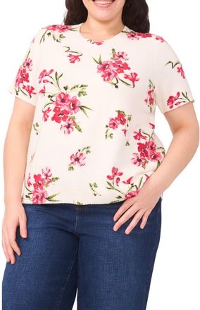 CeCe by Cynthia Steffe Floral Short Sleeve Sweater in New Ivory at Nordstrom, Size 2 X