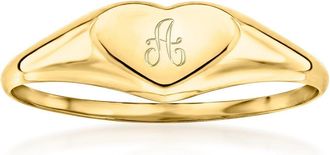 Ross-Simons Childs 14kt Yellow Gold Personalized Heart Signet Ring