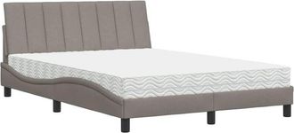 vidaXL Vidaxl - Cama Con Colch&oacute;n Tela Gris Taupe 140x190 Cm