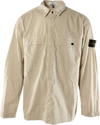 Stone Island Beige Overshirt voor Heren - Heren - Zomerjassen - Beige - 2XL - Katoen - Jassen
