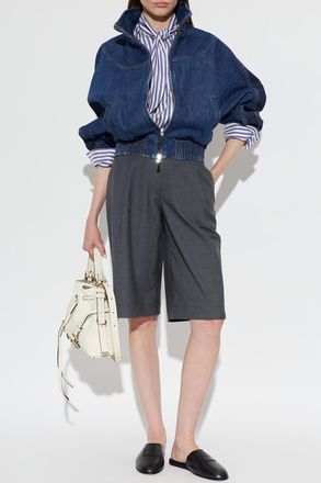 Givenchy Denim Jacket With Stand-up Collar, Womens, Navy Blue