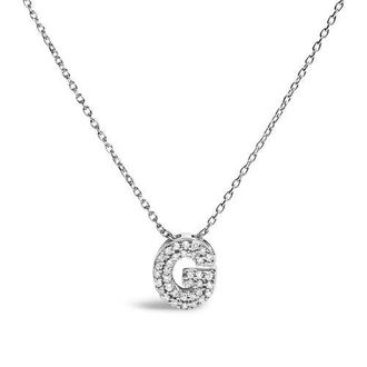 House of Brilliance 10K Gold Diamond Accent A-Z Initial Bubble Pendant Necklace in White | G at Nordstrom