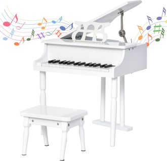 HOMCOM Piano de cola infantil 52x50x49 cm blanco