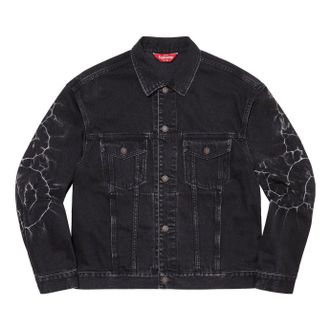 SUPREME Shibori Denim Trucker Jacket Black White SUP-SS23-014