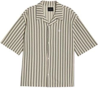 PacSun Kenan Stripe Button-Up Camp Shirt in Cream at Nordstrom, Size X-Large