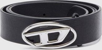 Diesel 2.9cm leather belt with oval d logo - Belts - Man - Black