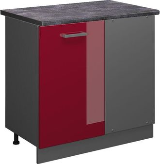 Vicco Armario De Esquina R-line, Rojo Burdeos Alto Brillo, 86 Cm, Et Antracita Vicco
