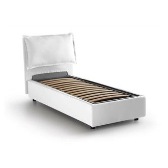 Dmora Dmora - Cama Individual Dgjyl, Cama Contenedor Con Revestimiento De Tela, 100% Made In Italy, Apertura Lateral, Adecuado Para Colch&oacute;n 80x190 Cm, Blanc