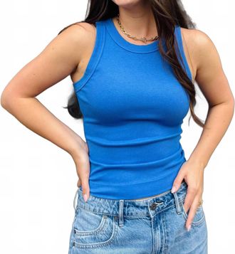 Michael Stars Womens Gina Wide Binding Crop Top In Blue Ribbon