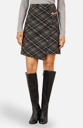 Yumi Check Wrap Skirt in Black at Nordstrom, Size 12
