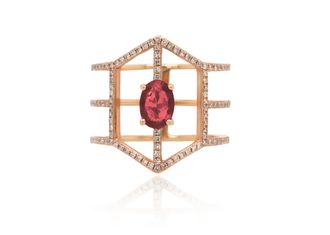 Diana M. Jewels 14KT RG RING WITH 0.33CT AND 0.80CT RB / 4.36 GM / 101STONE