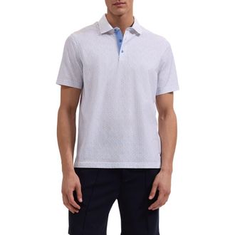 Bugatchi Valerian OoohCotton Golf Sketch Print Polo in Dusty Pink at Nordstrom, Size Xx-Large